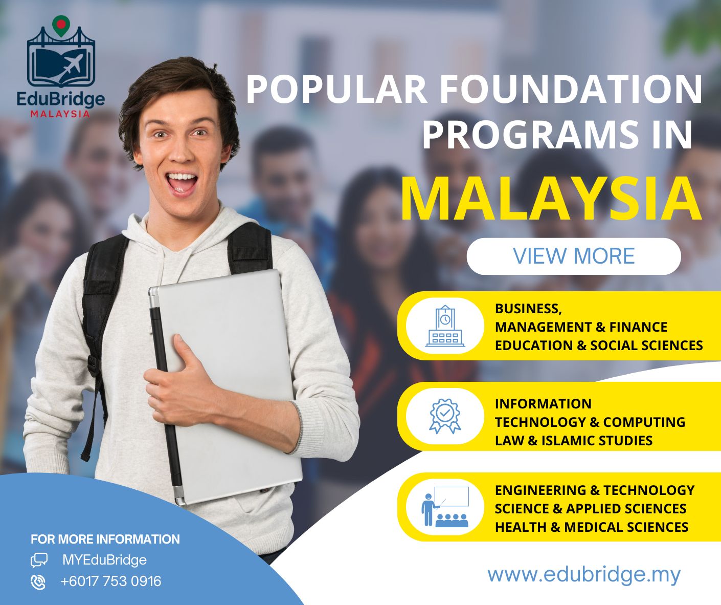 Blue and Yellow Modern School and College Open Admission Promotion Facebook Post